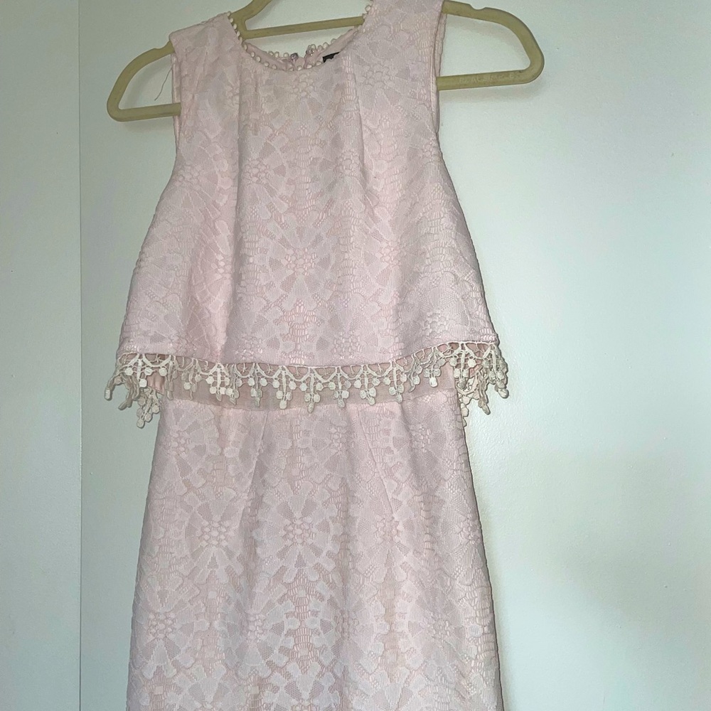 Topshop powder pink lace dress layered size 2 US